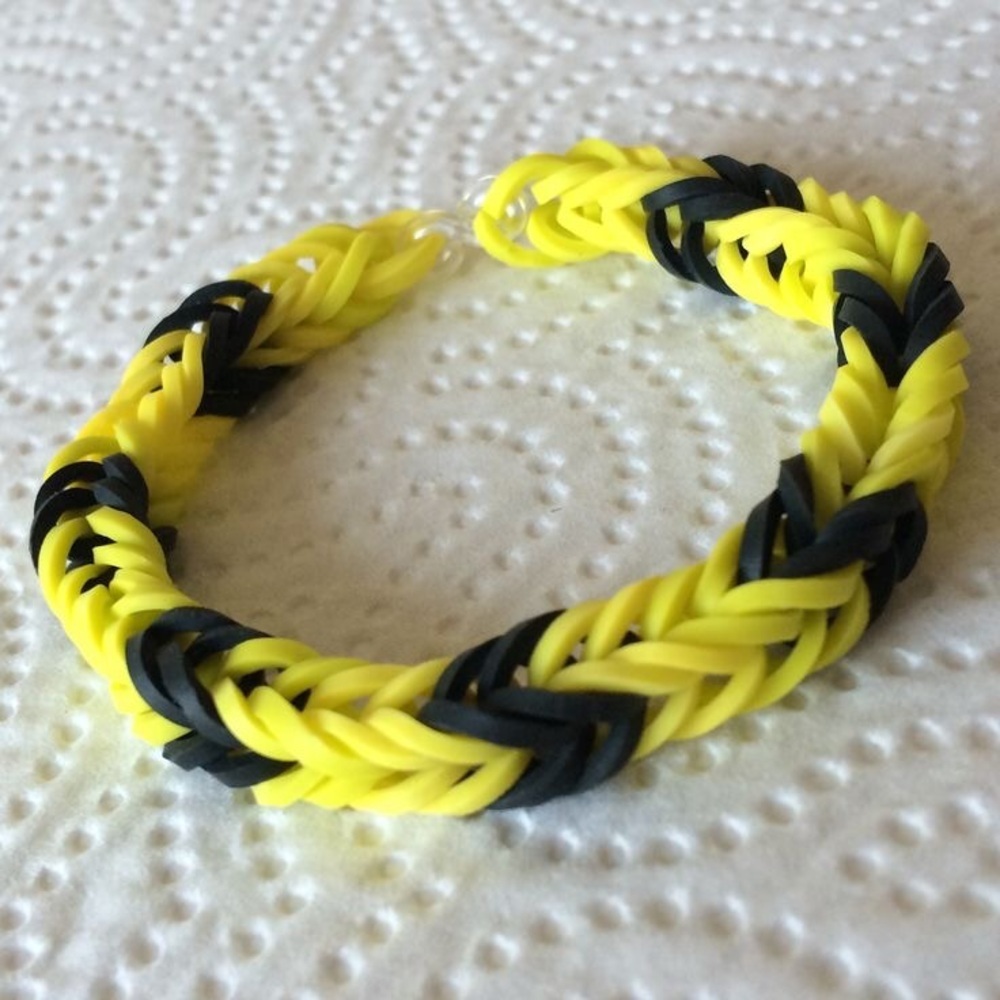 1 Yellow And Black Rainbow Loom Bracelet